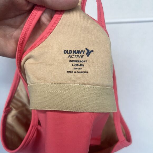 Old Navy NEW Powersoft Go-Dry Active Top Girls Large 10-12 Shelf Bra Orange NWT - Picture 4 of 7